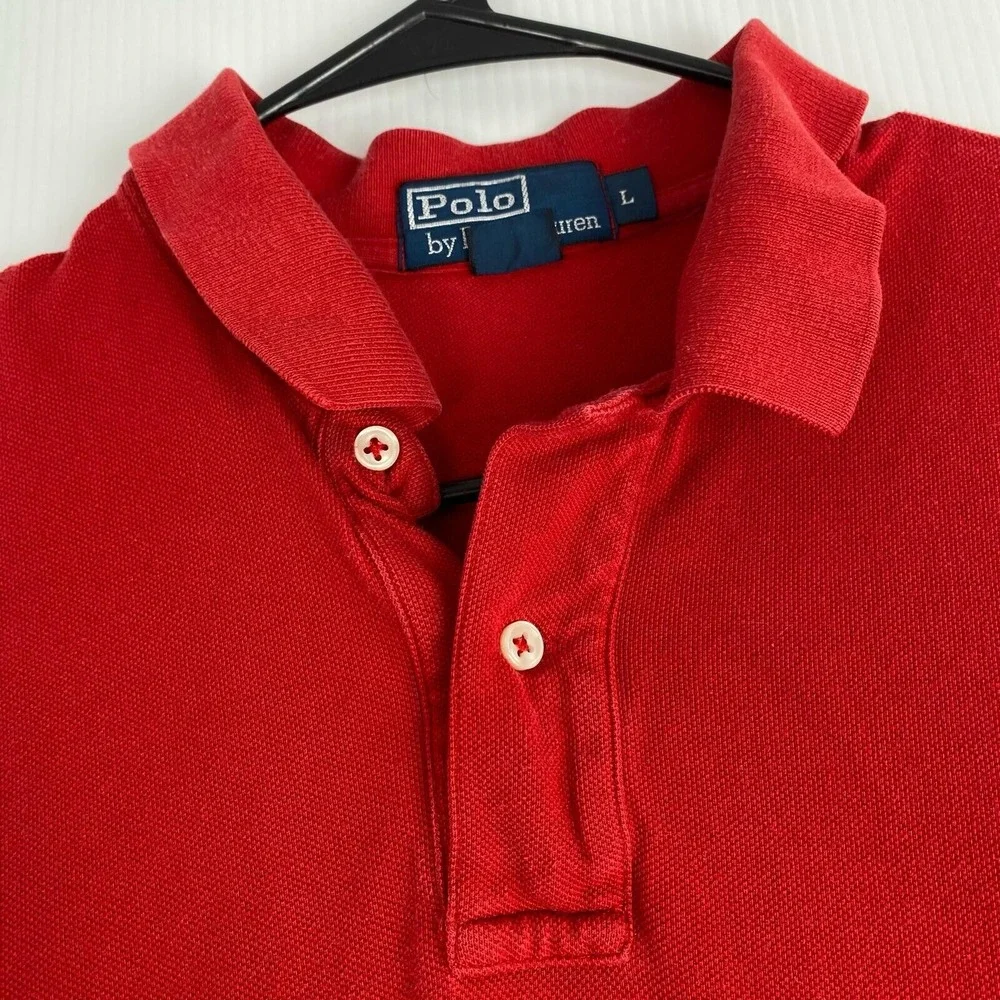 Polo by Ralph‎ Lauren Men's Size Large Red Polo Shirt Vintaje 90s